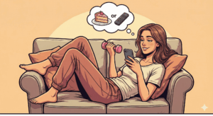 負荷が軽すぎて効果が期待できない、楽な筋トレを行っている様子のNGイメージ