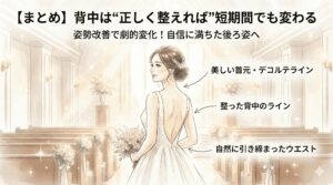 美しい背中のシルエットでドレスを着こなす花嫁