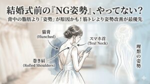 結婚式前の花嫁に多いNG姿勢(猫背・巻き肩)
