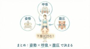 姿勢と呼吸が下腹痩せの鍵であるまとめ画像