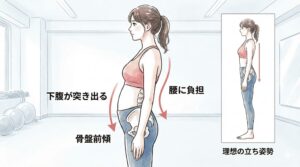反り腰による下腹への悪影響のイメージ