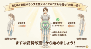 骨盤バランスを中立に保つことが太もも痩せの第一歩であることを示す図