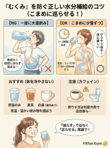 1日に必要な水分量と効果的な飲み方のタイミング図解