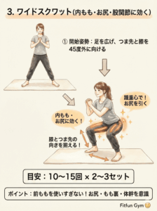 ワイドスクワットの正しいフォーム解説図解