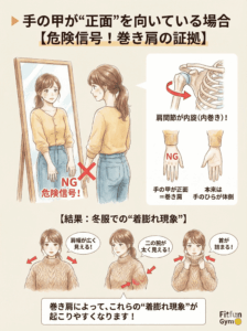 手の甲が正面を向いている危険な姿勢のイラスト