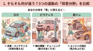 車に例えた運動の違い