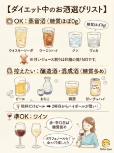 ダイエット中のお酒の選び方OK・NGリスト図解