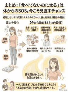 食べてないのに太る現象は体のSOSサインであり見直すチャンスであることをまとめた図解